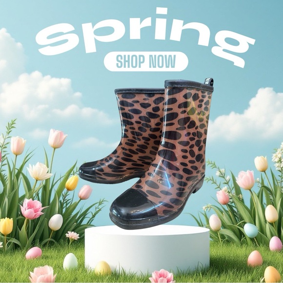 Sz 37 (7) Sanmm rain boots waterproof boots galoshes leopard print new spring - Picture 3 of 9